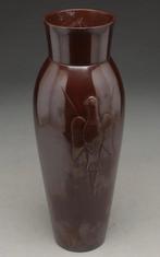 Bronze vase with pigeon carving - Snijwerk Brons - Japan
