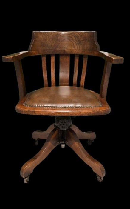 Bureaustoel - Gietijzer, Hout - antieke bureaustoel 1920, Antiek en Kunst, Antiek | Overige Antiek