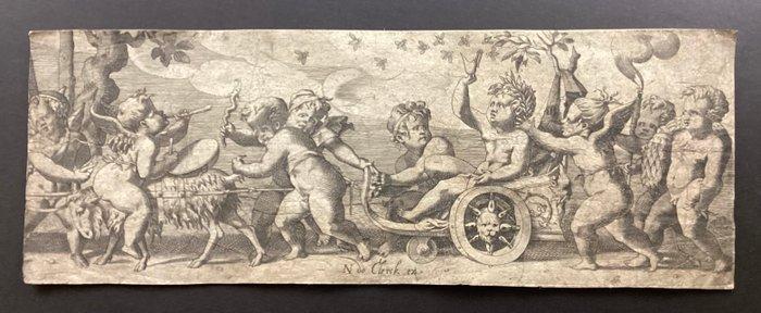 René Boyvin (1525?- c.1580) - Trionfo di Bacco bambino -, Antiek en Kunst, Antiek | Overige Antiek