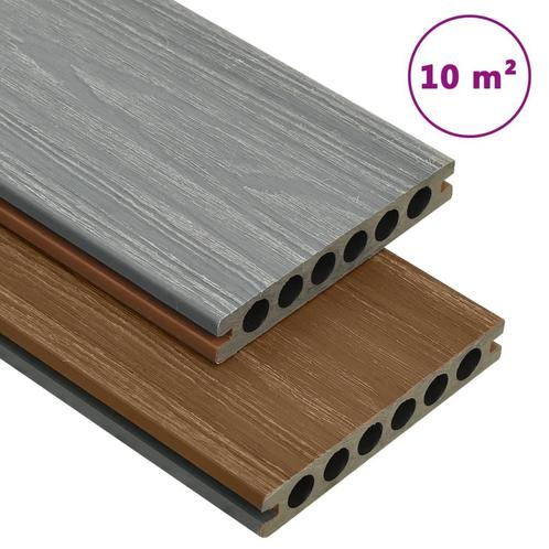vidaXL Terrasplanken met accessoires 10 m² 2,2 m HKC bruin, Doe-het-zelf en Bouw, Vloerdelen en Plavuizen, Nieuw, Verzenden
