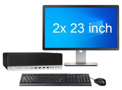 HP EliteDesk 800 G3 SFF i7 6e Gen + 2x 23 FULL HD Monitor +, Computers en Software, Desktop Pc's, Ophalen of Verzenden