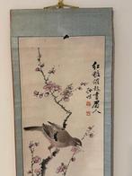 20e-eeuwse schilderij van bloemen en vogels op papier