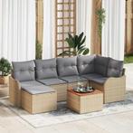 vidaXL Tuinbank Set 7 pcs Beige Poly rattan, Tuin en Terras, Tuinsets en Loungesets, Verzenden, Nieuw
