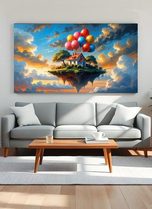 LuisonArt - Casa Sospesa tra Nuvole - AI - XXL, Antiek en Kunst, Kunst | Designobjecten