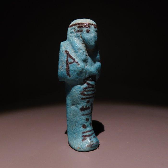 Oud-Egyptisch Faience Ushebti. Derde Tussenperiode, ca. 1070, Verzamelen, Mineralen en Fossielen