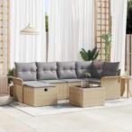 vidaXL Tuinbank Set met kussen met opslag 7 pcs Beige Poly, Verzenden, Nieuw