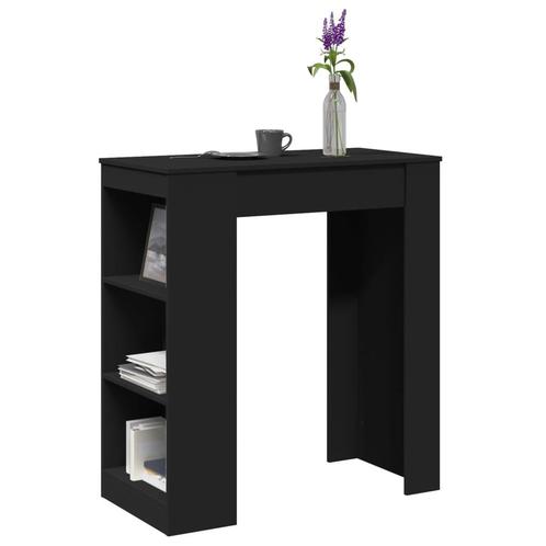 vidaXL Bartafel met rekken 95x47x103,5 cm bewerkt hout zwart, Huis en Inrichting, Tafels | Eettafels, Nieuw, Verzenden