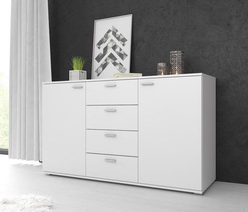 Commode Dento - Wit - 150 cm, Huis en Inrichting, Kasten | Ladekasten, 25 tot 50 cm, Nieuw, 150 tot 200 cm, Verzenden