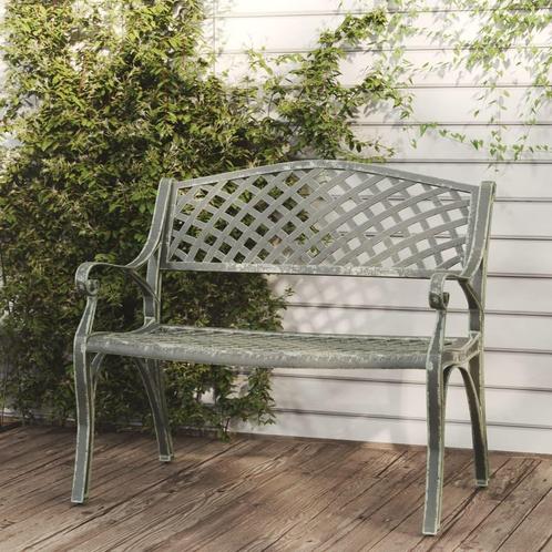 vidaXL Tuinbank 102 cm gietaluminium groen, Tuin en Terras, Tuinsets en Loungesets, Nieuw, Verzenden