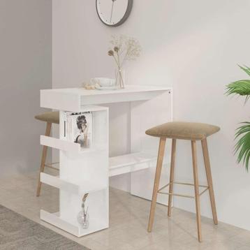 vidaXL Bartafel met opbergrek 100x50x101,5 cm hoogglans wit, Verzenden