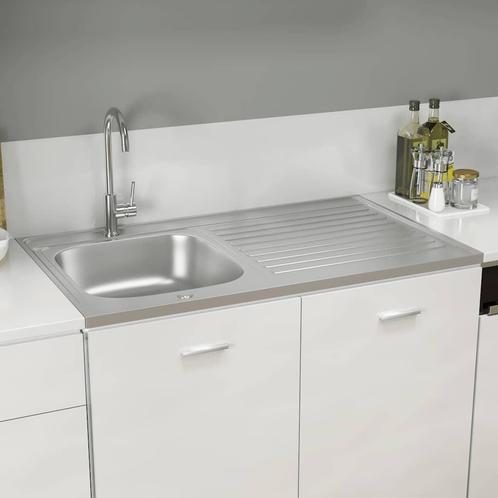vidaXL Gootsteen met afvoerset 1000x600x155 mm roestvrij, Huis en Inrichting, Keuken | Keukenelementen, Nieuw, Verzenden