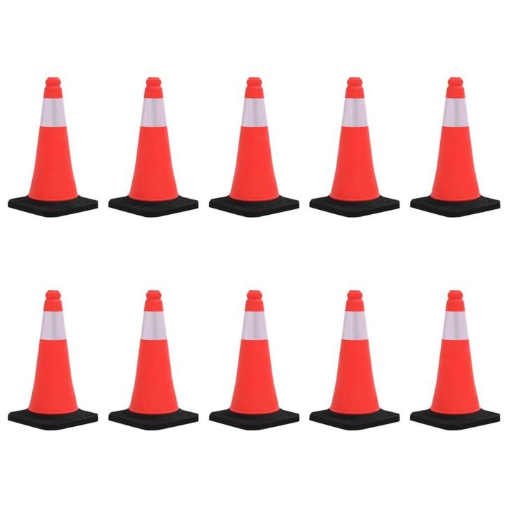 vidaXL Verkeerskegels met zware basis 10 st reflecterend 50, Huis en Inrichting, Woonaccessoires | Wanddecoraties, Nieuw, Verzenden