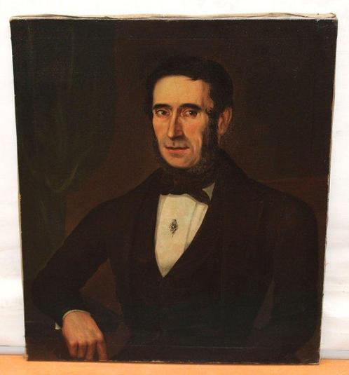 Spaanse school (XIX) - Retrato de un caballero, Antiek en Kunst, Kunst | Schilderijen | Klassiek