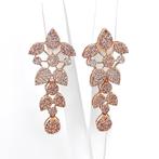 Oorbellen - 14 karaat Roségoud -  1.58ct. tw. Roze Diamant, Nieuw