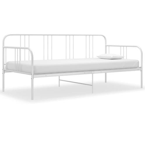 vidaXL Slaapbank metaal wit 90x200 cm, Huis en Inrichting, Slaapkamer | Bedden, Nieuw, Verzenden