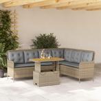 vidaXL 2-delige Loungeset met kussens poly rattan beige, Verzenden, Nieuw, Loungeset