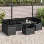 vidaXL Tuinbank Set met opslag 8 pcs Zwart Poly rattan, Tuin en Terras, Verzenden, Nieuw