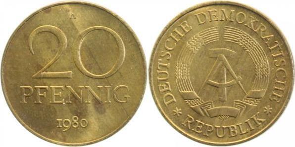 20pfennig Ddr 1980a, Postzegels en Munten, Munten | Europa | Niet-Euromunten, België, Verzenden