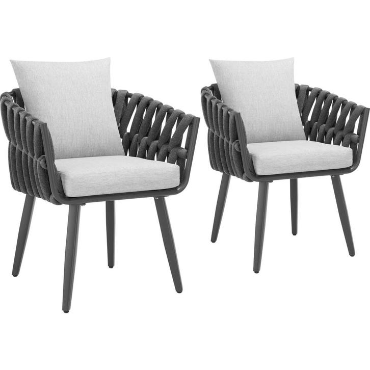 tectake Set van 2 stoelen Lugano in rope-design met aluminiu, Tuin en Terras, Overige Tuin en Terras, Verzenden