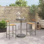 vidaXL 3-delige Tuinbarset poly rattan en massief acaciahout, Tuin en Terras, Verzenden, Nieuw