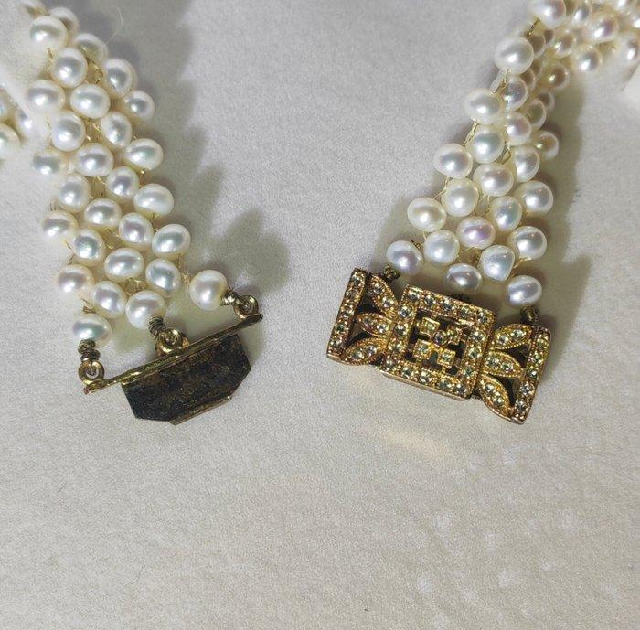 Zonder Minimumprijs - Kraagketting Verguld, Zilver Parel -, Handtassen en Accessoires, Antieke sieraden