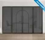 Dubbele stalen taatsdeur met glaspanelen Zwart 2 Vlaks rond, Doe-het-zelf en Bouw, Deuren en Vliegenramen, Nieuw, Metaal, Overige typen