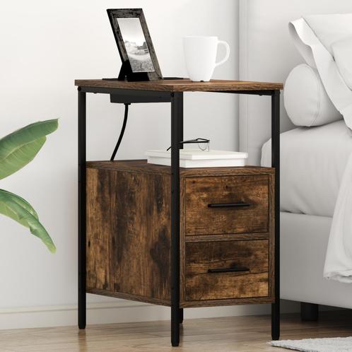 vidaXL Bedcabinet 2 pcs Gerookt eiken 30 x 48 x 61 cm, Huis en Inrichting, Slaapkamer | Nachtkastjes, Nieuw, Verzenden