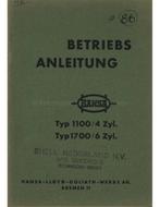 1937 HANSA 1100 / 1700 INSTRUCTIEBOEKJE DUITS, Ophalen of Verzenden