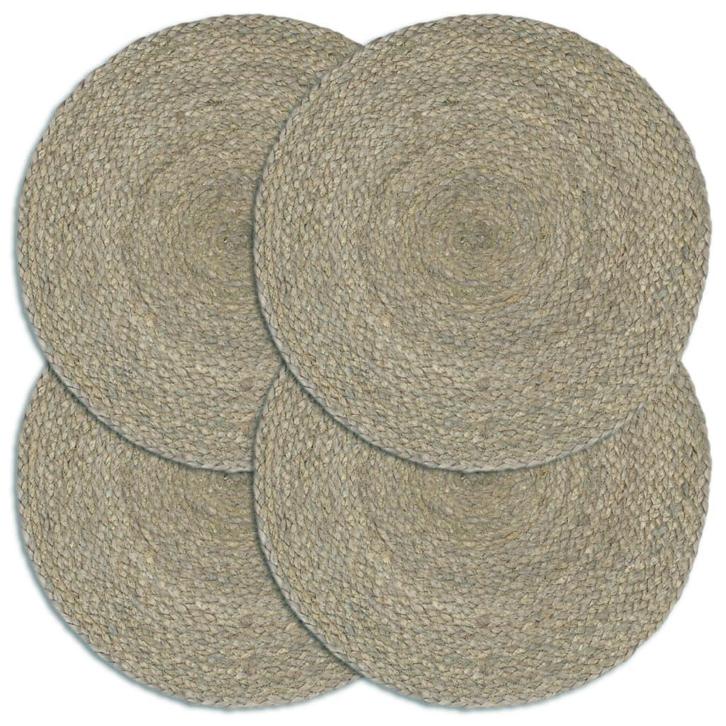 vidaXL Placemats 4 st rond 38 cm jute effen grijs, Huis en Inrichting, Keuken | Textiel, Nieuw, Verzenden