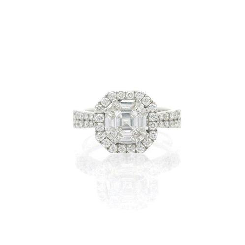 Ring - 18 karaat Witgoud -  0.94ct. tw. Diamant (Natuurlijk), Handtassen en Accessoires, Ringen