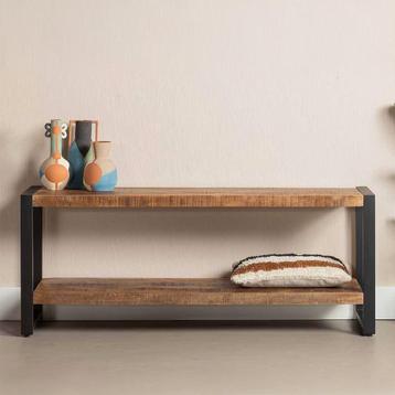 Tv-meubel Mangohout Britt 120 cm, Huis en Inrichting, Kasten |Televisiemeubels, 100 tot 150 cm, Verzenden, Nieuw, Minder dan 100 cm
