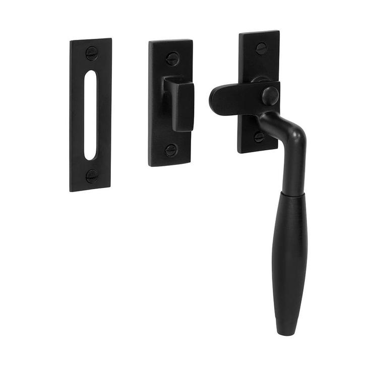 Klassiek Raamsluiting, verstevigd, mat zwart, rechts, Doe-het-zelf en Bouw, Hang- en Sluitwerk, Schuif of Grendel, Nieuw, Koper of Messing