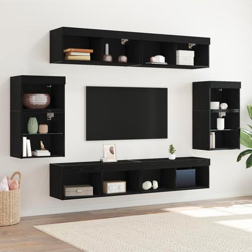 vidaXL Zwevende Plank 2 stuks Zwart Eiken 40x28,5x40 cm, Huis en Inrichting, Kasten |Televisiemeubels, Nieuw, Verzenden