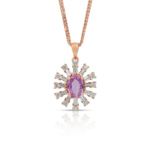 Ketting met hanger - 18 karaat Roségoud -  1.59ct. tw., Handtassen en Accessoires, Antieke sieraden