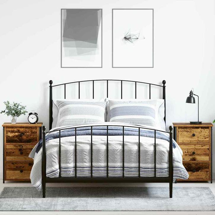 vidaXL Nachtkastje met lade 2 pcs Oud hout, Huis en Inrichting, Slaapkamer | Nachtkastjes, Nieuw, Verzenden