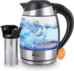 Waterkoker glas - met LED - 1.8L - 2200W - Zilver - TRESKO, Elektronische apparatuur, Waterkokers, Verzenden, Nieuw