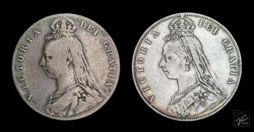 Verenigd Koninkrijk. Victoria. Half Crown 1891 2 coins, Postzegels en Munten, Munten | Europa | Niet-Euromunten