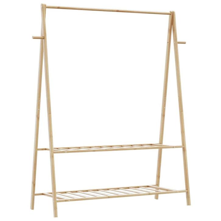 vidaXL Kledingrek met schappen 132x45,5x150,5 cm bamboe, Huis en Inrichting, Kasten | Kleerkasten, Nieuw, Verzenden