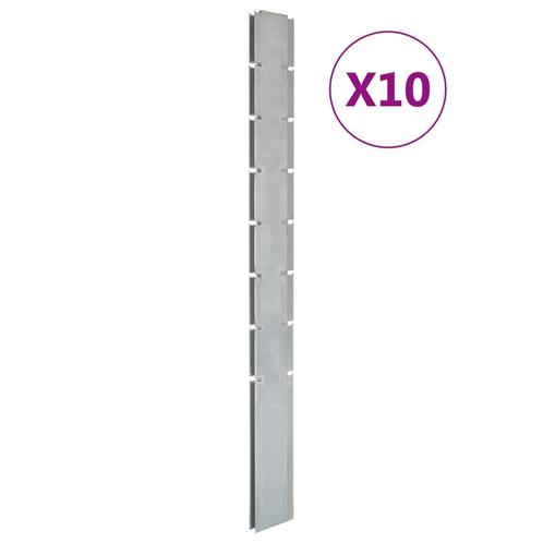 vidaXL Poteaux de clôture 10 pcs argenté 200 cm acier, Jardin & Terrasse, Poteaux, Poutres & Planches, Neuf, Envoi