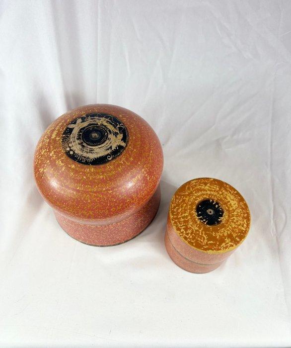 Set van 2 vintage gelakte houten doosjes - Hout - Pakistan -, Antiek en Kunst, Kunst | Niet-Westerse kunst