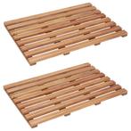 vidaXL Badmatten 2 st massief acaciahout 56x37 cm, Huis en Inrichting, Verzenden, Nieuw