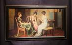 École française (XX) - Dame che giocano a carte - XL format, Antiek en Kunst