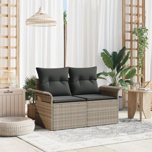 vidaXL 2-Persoons Ligbed met Kussens in Lichtgrijs Poly, Tuin en Terras, Tuinsets en Loungesets, Nieuw, Verzenden