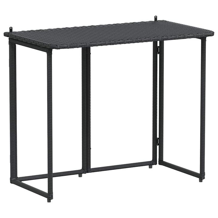 Inklapbare Tuintafel - Poly Rattan Zwart - OP = OP!, Tuin en Terras, Tuintafels, Rechthoekig, Nieuw, Wicker, Verzenden