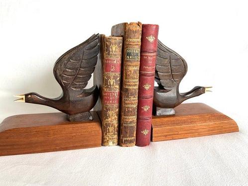 Ganzen in vlucht - Serre-livres - Bois, ébène et corne,, Antiek en Kunst, Curiosa en Brocante
