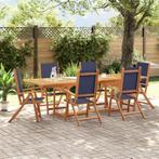 vidaXL 7-delige Tuinset massief acaciahout en textileen, Verzenden, Nieuw, Tuinset