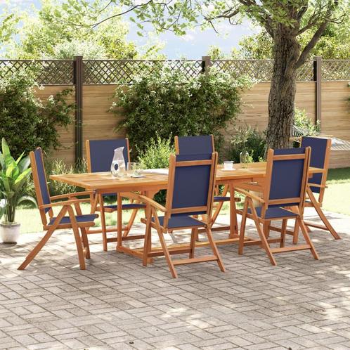 vidaXL 7-delige Tuinset massief acaciahout en textileen, Tuin en Terras, Tuinsets en Loungesets, Tuinset, Nieuw, Verzenden