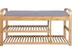 Bankje - Arch Double Shelf - Bamboe - Grijze stof, Verzenden, Nieuw