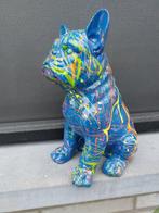 Beeld, French bulldog sitting in color - 31 cm - polyresin