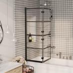 vidaXL Douchewand inklapbaar 100x140 cm ESG zwart, Doe-het-zelf en Bouw, Sanitair, Verzenden, Nieuw